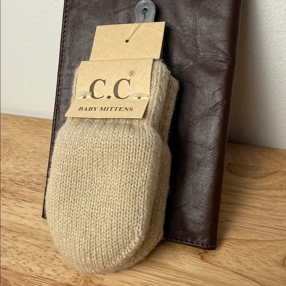 New C.C Baby Mittens in beige